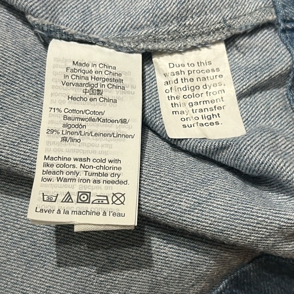 Madewell Denim and Linen Blend Popover Swing Top Short Sleeve - Picture 8 of 10